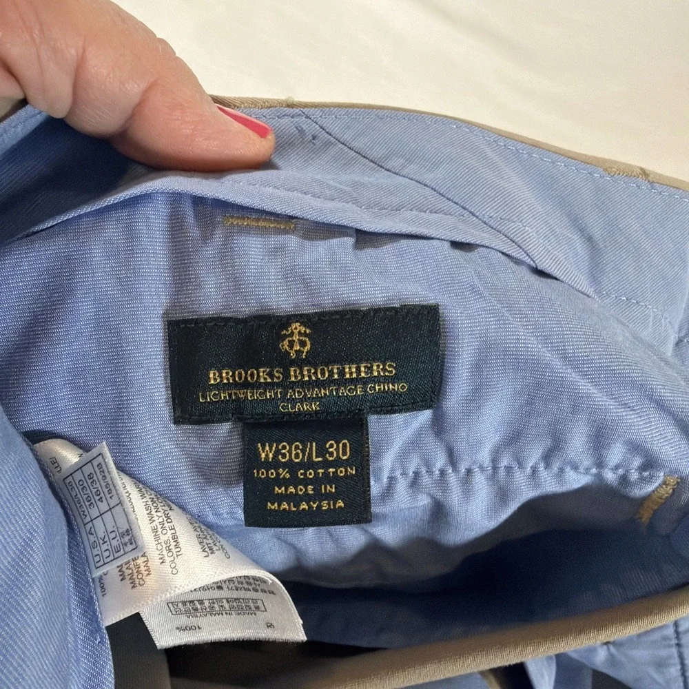 Brooks Brothers Advantage Chino Clark Fit Khaki Pants Men's 36x30 Tan‎ Cotton
